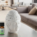 Brûleur à Huile & Parfum Bouddha Blanc – Céramique Dhyana 🕯️🪷